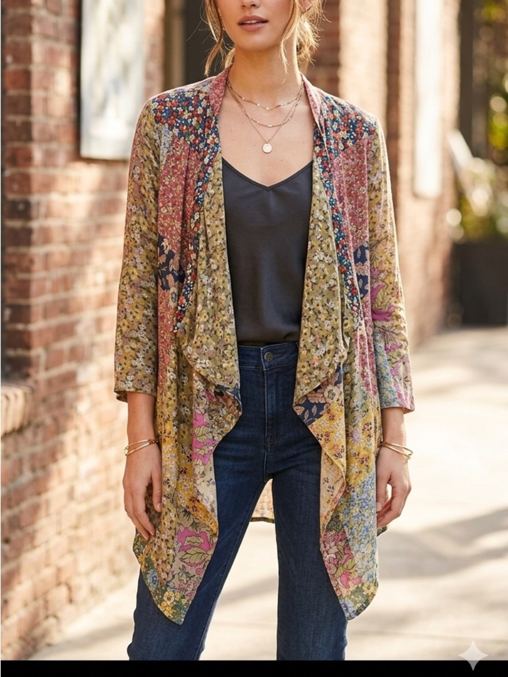 Young Threads Patchwork Boho Draping Kimono Size Small NWT